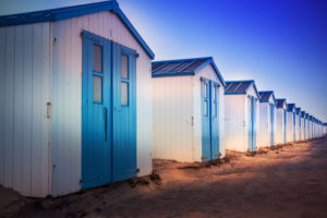 Netherlands, Holland, on the West Frisian island of Texel, North Holland, huts on the beach Netherlands, Holland, on the West Frisian island of Texel, North Holland, huts on the beach